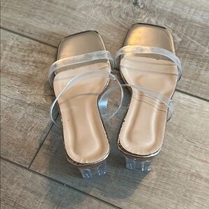 Acrylic Sandals (cream foot bed) with Clear Straps